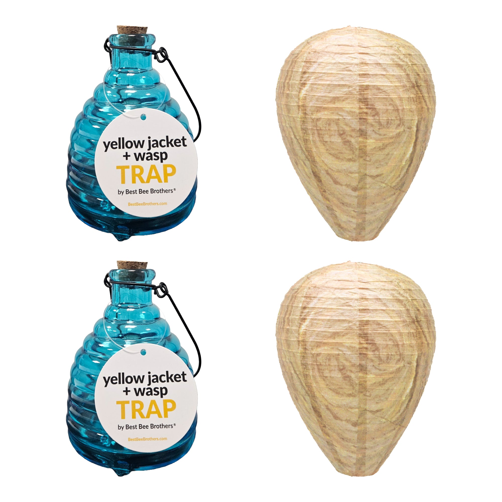 Glass Wasp Trap and Deterrent Hive (2 Hives) for Wasps and Yellow Jackets