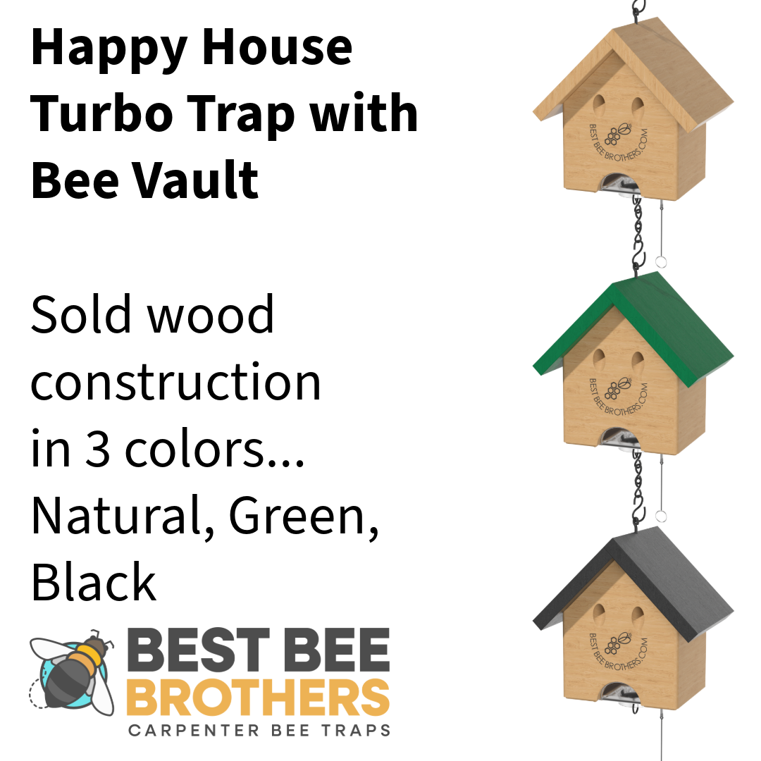 Carpenter Bee Turbo Trap Happy House with Bee Vault - Black Roof