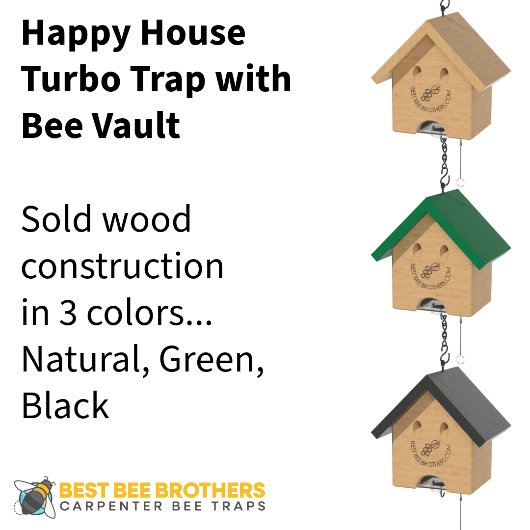 Carpenter Bee Turbo Trap Happy House with Bee Vault - Natural Roof