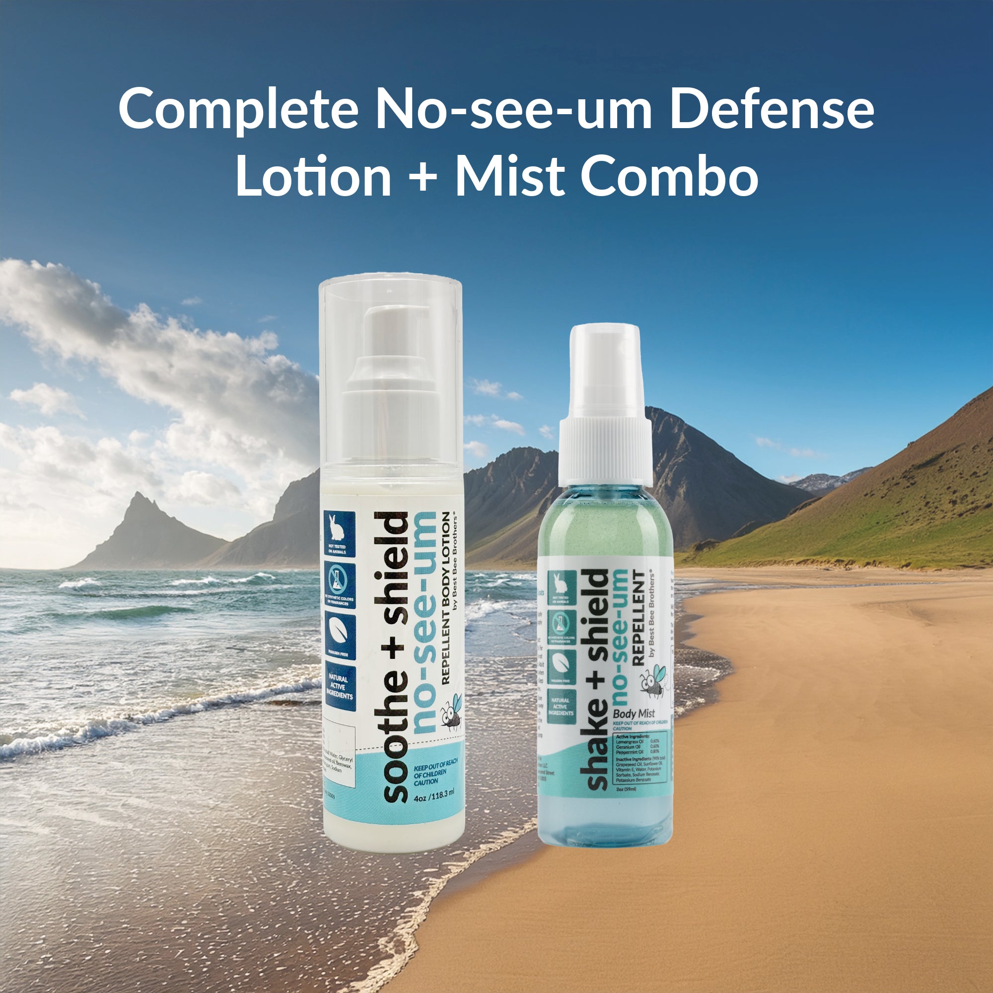 No-See-Ums Repellent – Body Mist and Lotion, 2oz + 4oz Combo
