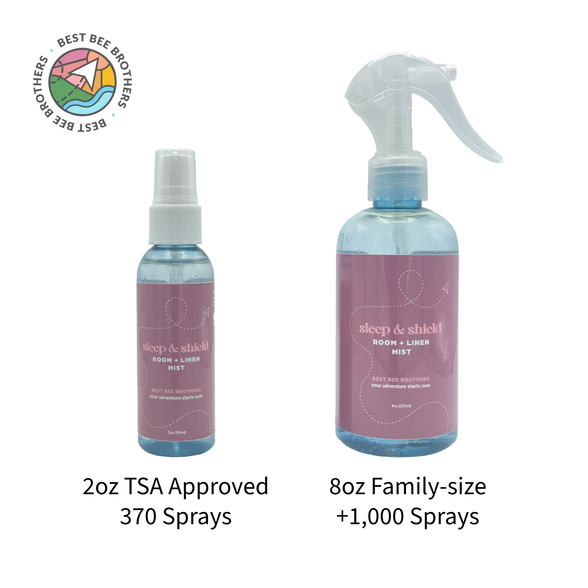 Sleep & Shield Calming Room + Linen Mist - Natural Oil Blend with Peppermint, Cedarwood & Rosemary - 8oz + 2oz Combo Pack