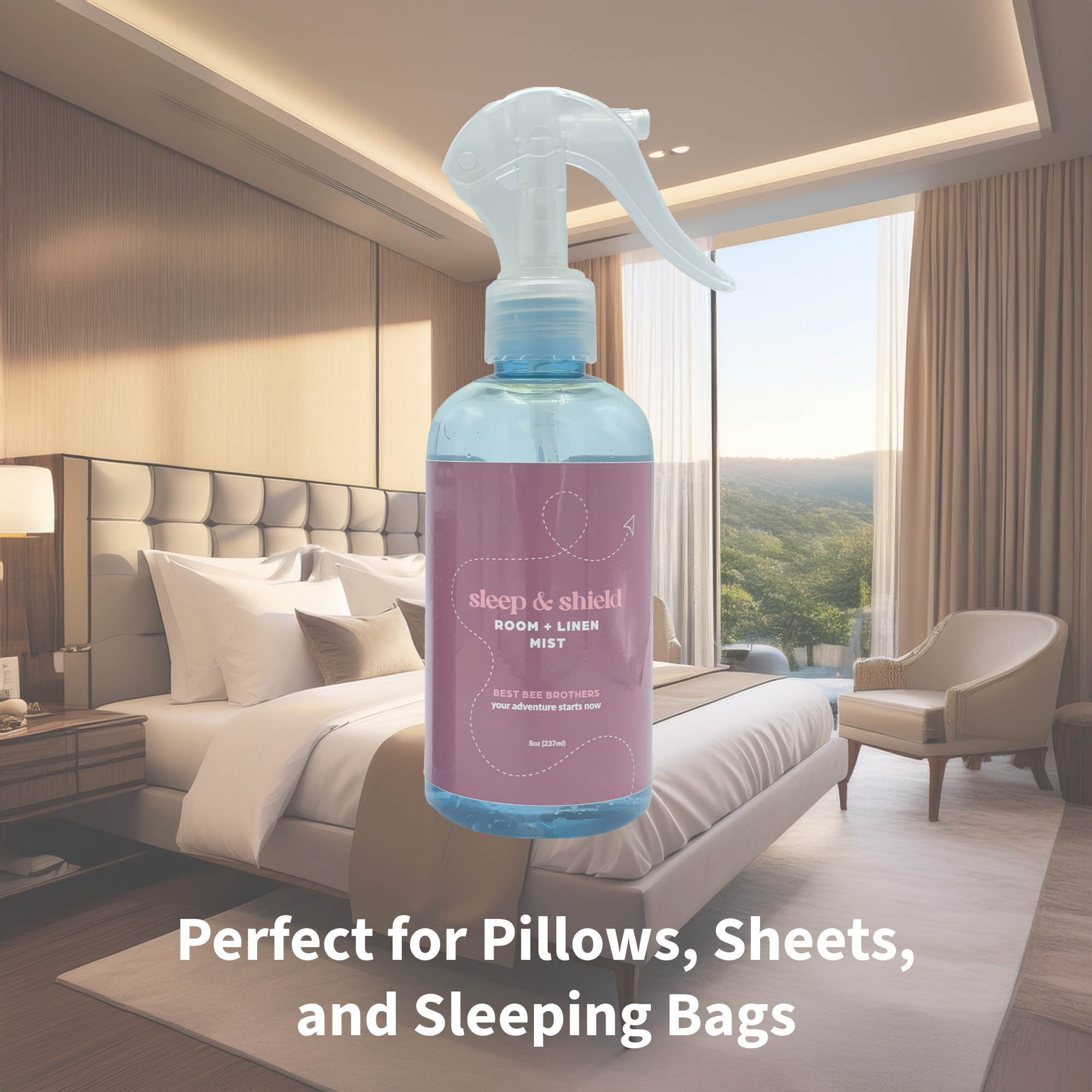 Sleep & Shield Calming Room + Linen Mist - Natural Oil Blend with Peppermint, Cedarwood & Rosemary - 8oz + 2oz Combo Pack
