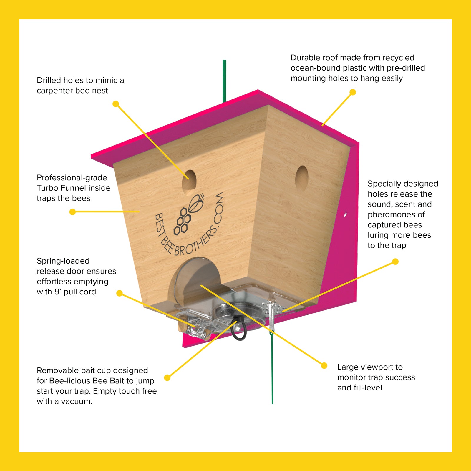 Pink Carpenter Bee Turbo Trap 2.0 with Bee Vault Gift Box
