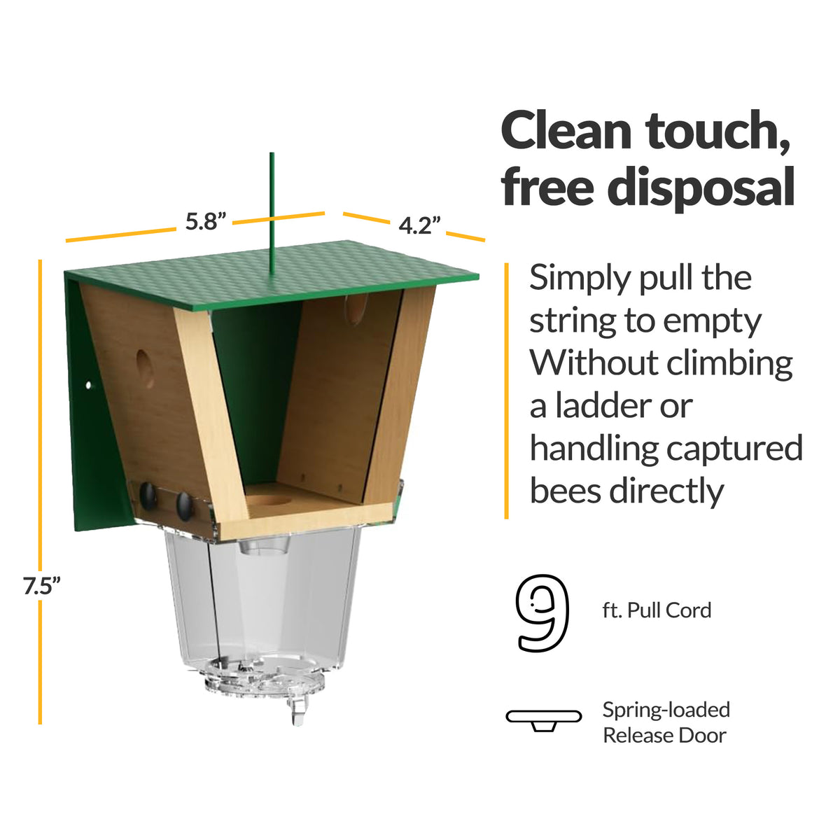 Ultimate Pro with Color Roof, Carpenter Bee Trap with Bee Vault and Extra Large External Receptacle