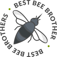 best bee brothers logo with bee in middle