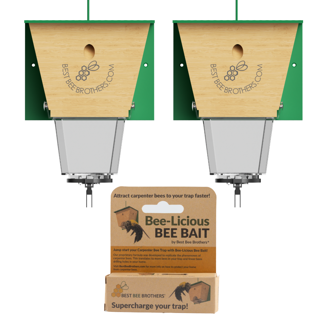 COMBO #2 - 2 Ultimate Pro Carpenter Bee Traps with Bee Vault and 1 Bee-Licious Bee Bait