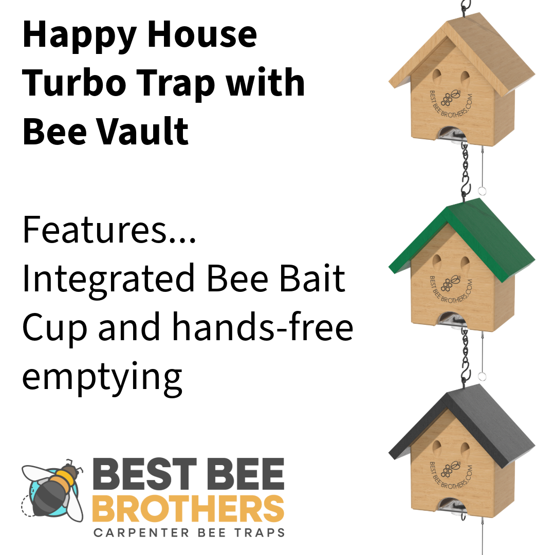 Carpenter Bee Turbo Trap Happy House with Bee Vault - Natural Roof