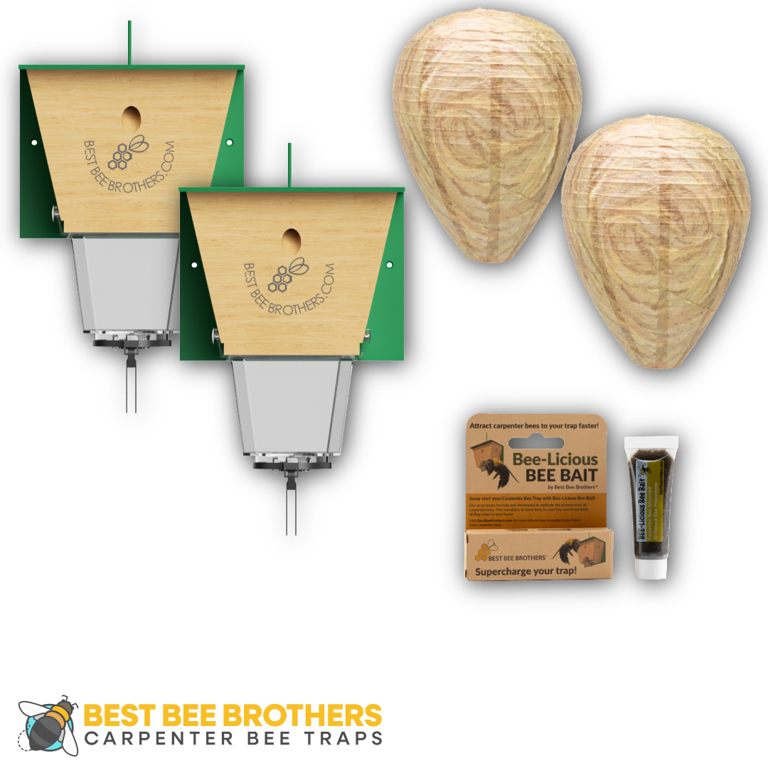 Ultimate Pro Carpenter Bee Trap & Wasp Deterrent Hive Combo Kit Outdoor Pest Control (5 pcs)