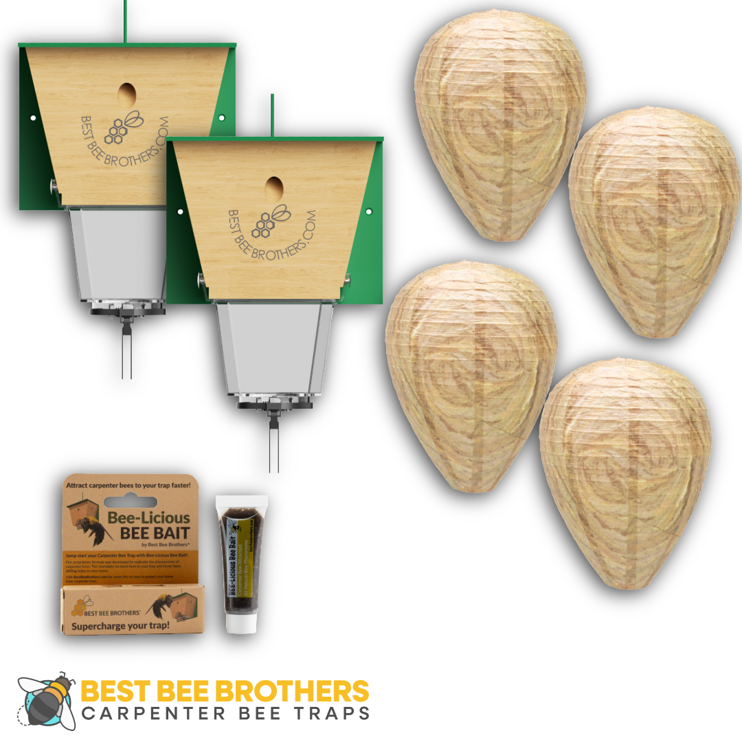Ultimate Pro Carpenter Bee Trap & Wasp Deterrent Hive Combo Kit for Yard & Patio (7 pcs)