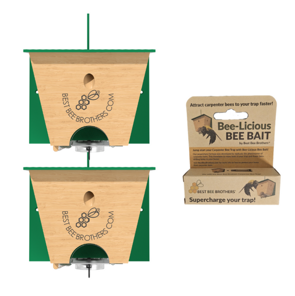 COMBO #2 - 2 Carpenter Bee Turbo Traps 2.0 with Bee Vault and 1 Bee-Licious Bee Bait