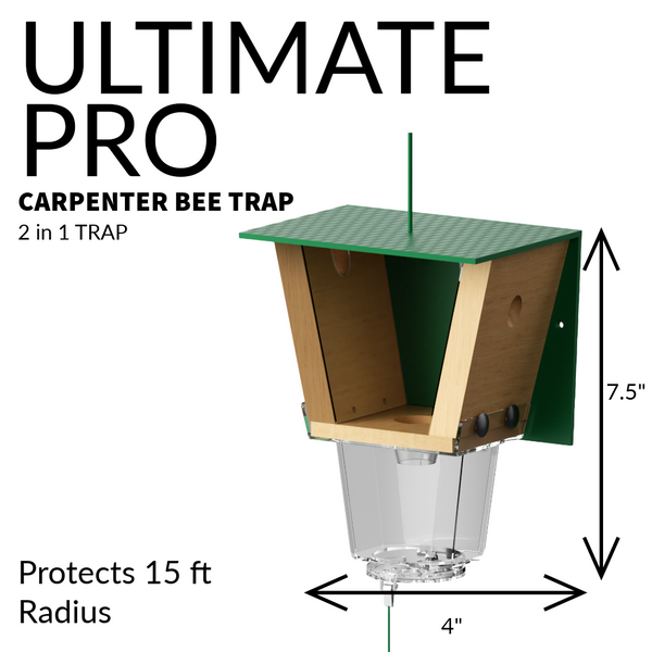 Ultimate Pro, Carpenter Bee Trap with Bee Vault and Extra Large External Receptacle